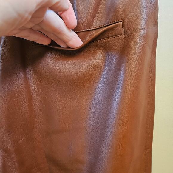 BlankNYC Brown When Its Love Faux Leather Wide Leg Pull On Pants Size S NWT Crop - Picture 4 of 12